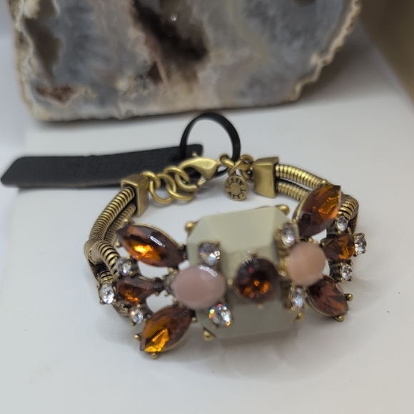 J. Crew Gold and Brown Bracelet with Natural Stones - Picture 1 of 6